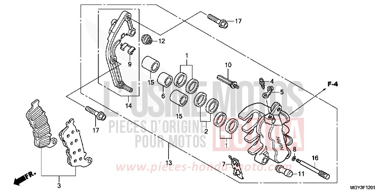 MACHOIRE DE FREIN AVANT G. von VFR800X „Crossrunner“ MAT BULLET SILVER (NH389) von 2013